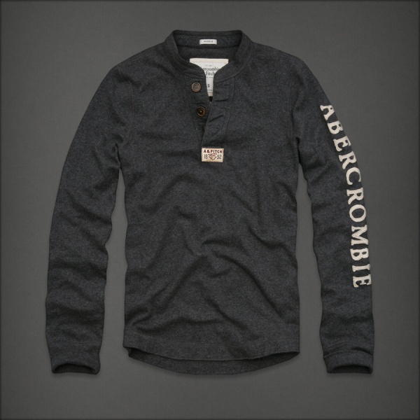 Abercrombie Fitch Hombres Ponte de pie de cuello Largo Remera AF6206
